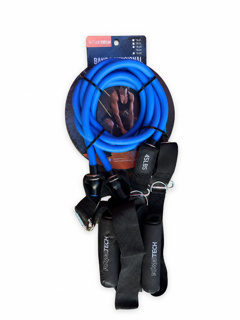 Banda Doble Para Entrenamiento Funcional. Tension Alta (azul). - Marca Powertech 