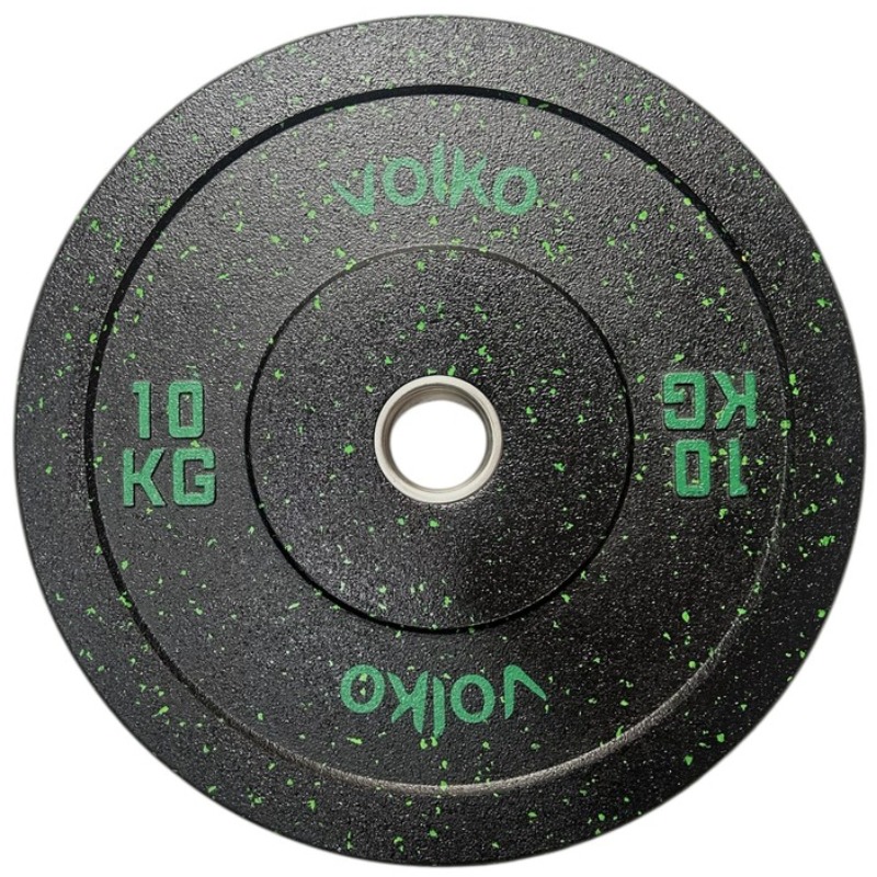 Disco Bumper Volko De 10 Kg. Pintas De Color Verde. Caucho  De Alta Elasticidad