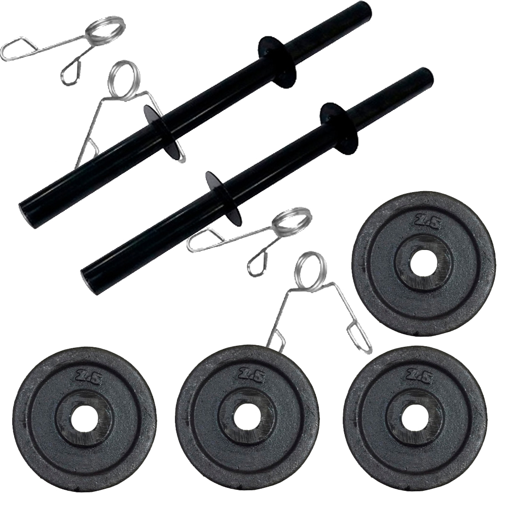 Kit De 2 Mancuernas  Huecas Con Topes + 10 Kg En Discos