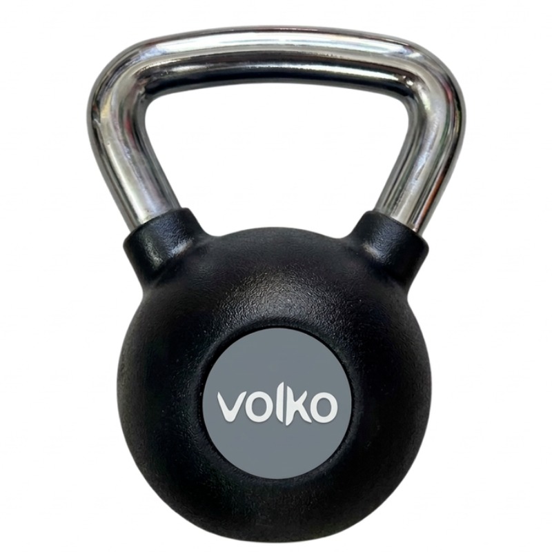 Pesa Rusa / Kettebell - 16 Kg. -  Caucho Con Agarre Cromado  - Volko