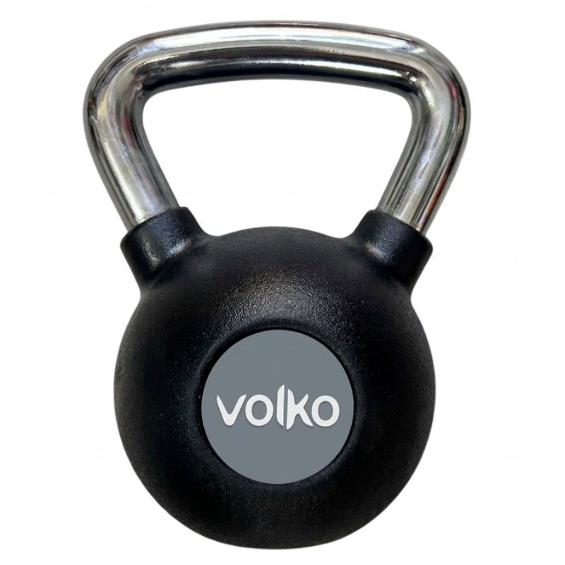 Pesa Rusa / Kettebell - 6 Kg. -  Caucho Con Agarre Cromado  - Volko