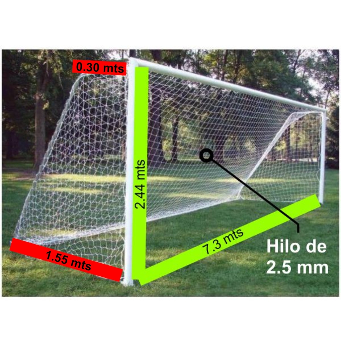 Red Futbol -  7,30 X 2,44 Mts  - Hilo 2.5 Mm -  Polietileno 0,30 Arriba Y 1,55 Mts Abajo 