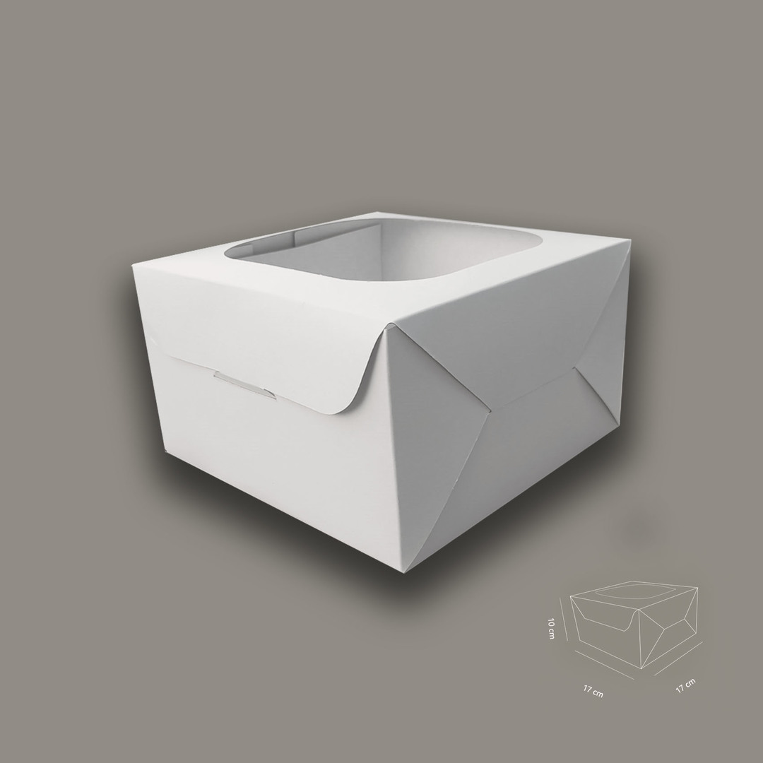 Caja Blanca Con Visor Cuadrado 17x17x10