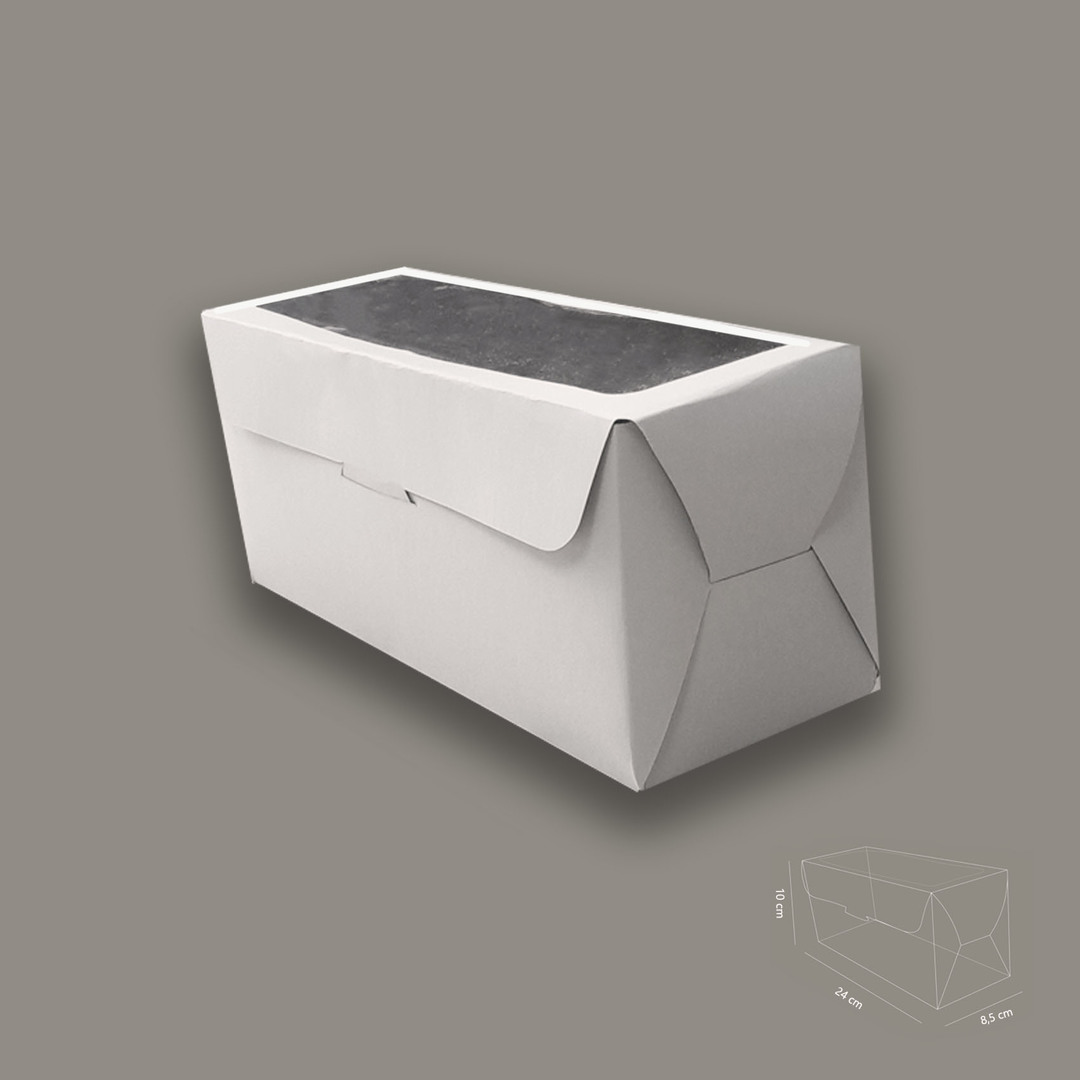 Caja Blanca Con Visor Rectangular 24x8.5x10