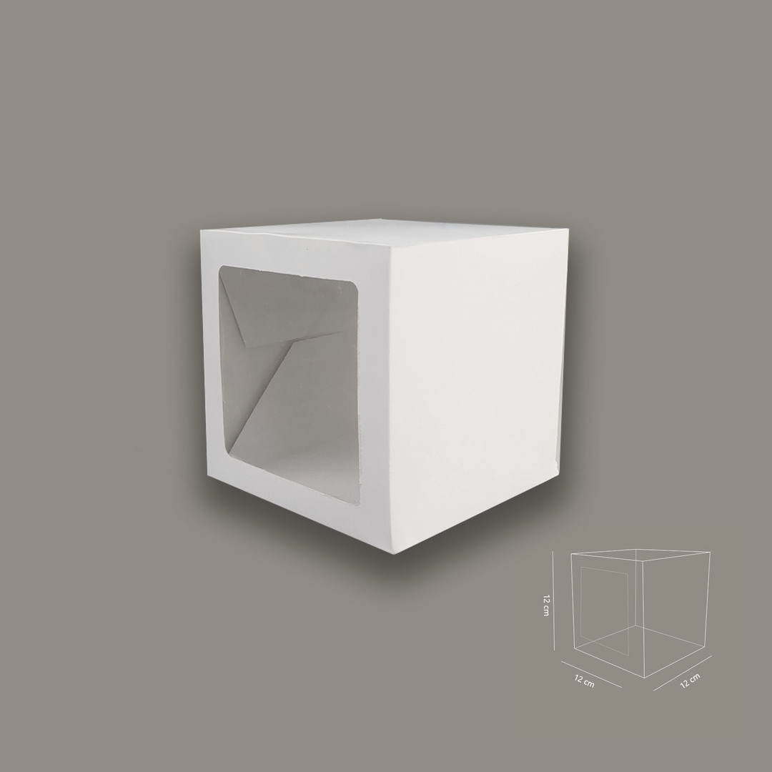 Caja Blanca Cubo Con Visor 12x12x12