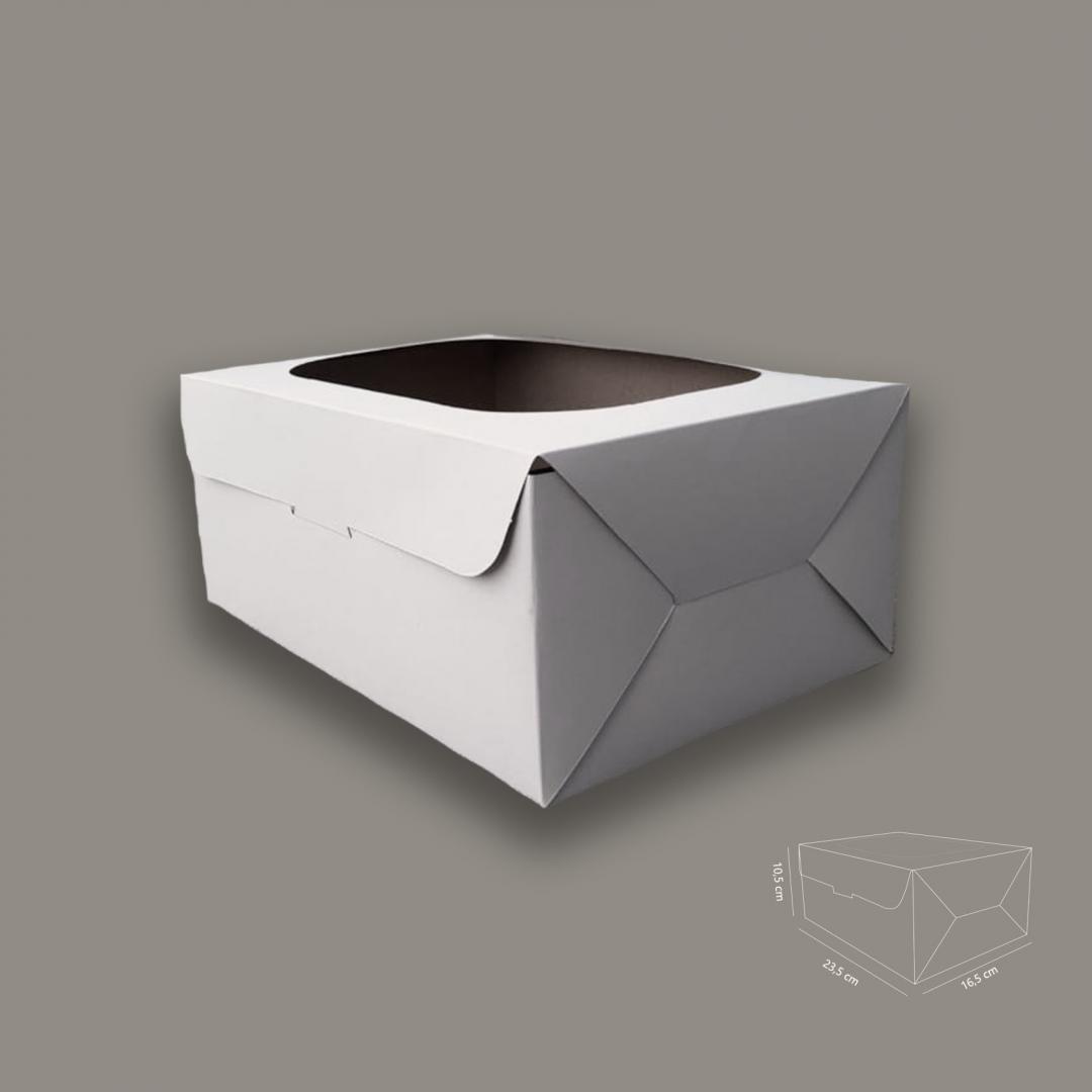 Caja Blanca Con Visor Rectangular 23.5x16.5x10.5