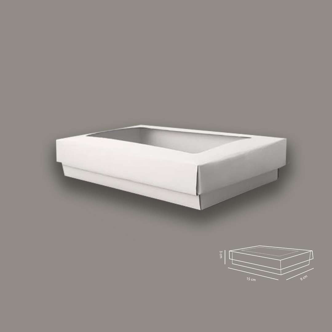 Caja Blanca Con Visor Rectangular 15x9x3