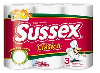 Rollo De Cocina Sussex 50 Paños X 3 Unid.